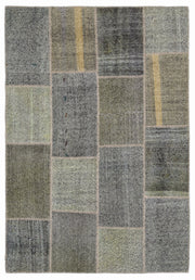 Teselya Gri Çizgili Yün El Dokuma Halısı 160 x 230 Apex Unique