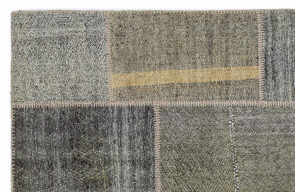 Gri Anadolu Eskitme Geometrik Yün Halı 160x230 - Özel Seri