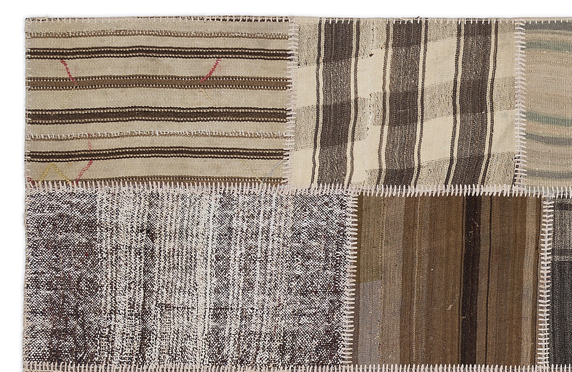 Teselya Bej Çizgili Yün El Dokuma Halısı 160 x 230 Apex Unique