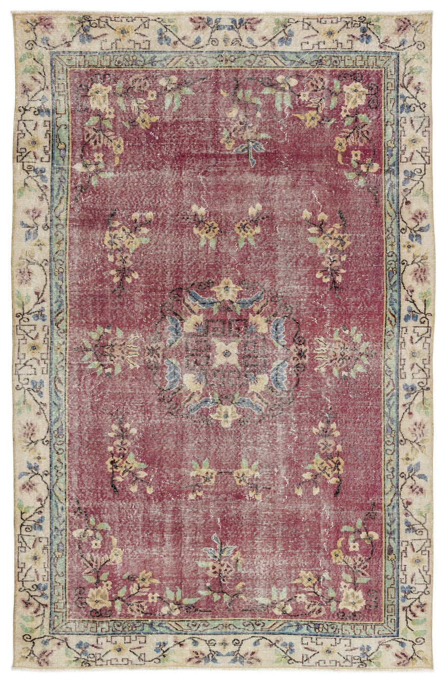 Bordo Anadolu Eskitme Klasik Yün Halı 188x302 - Özel Seri
