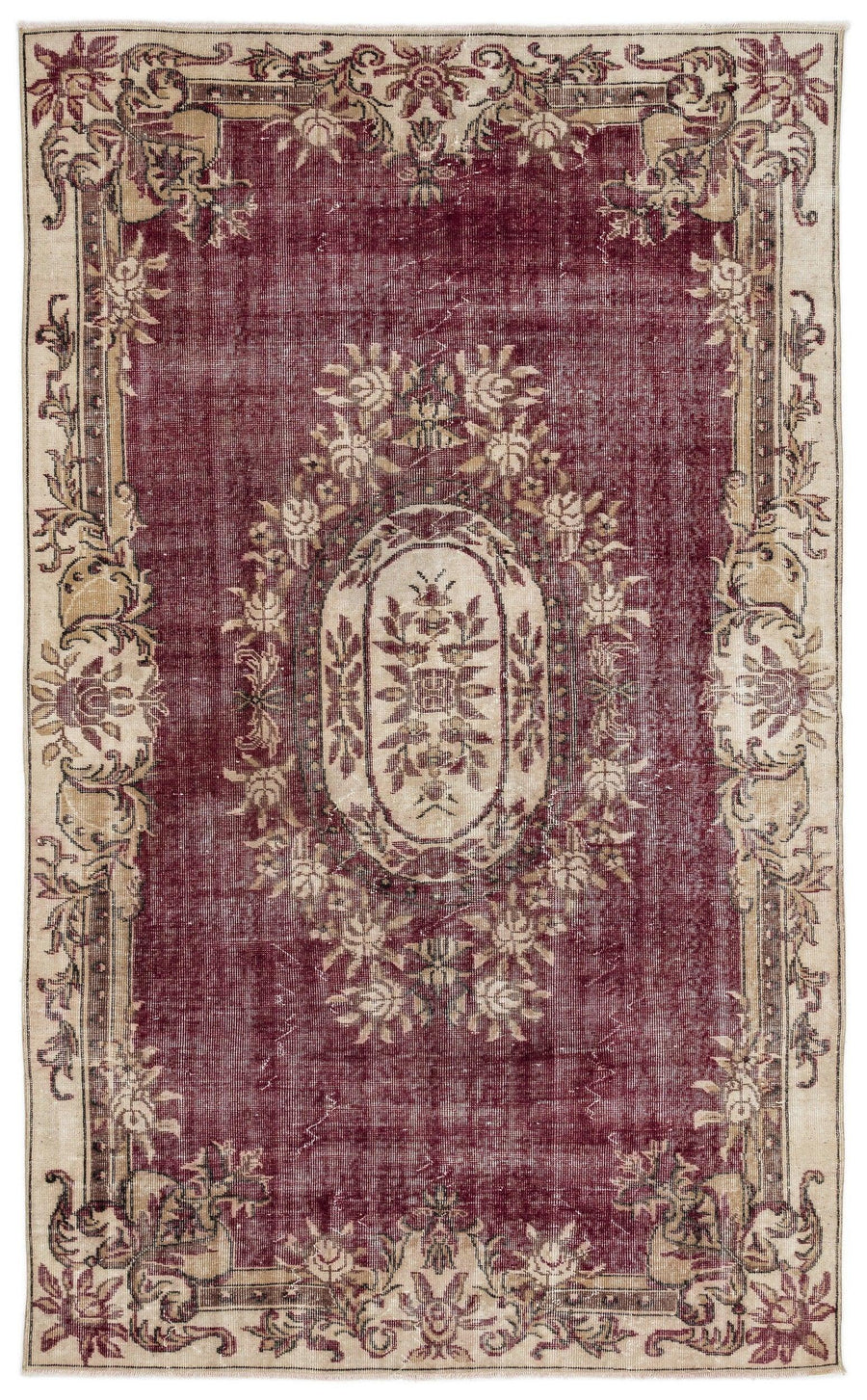 Bordo Anadolu Eskitme Klasik Yün Halı 187x287 - Özel Seri