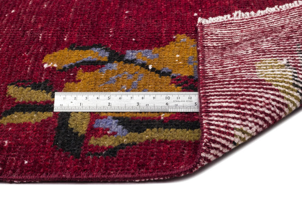 Kırmızı Anadolu Eskitme Geometrik Yün Halı 136x255 - Özel Seri