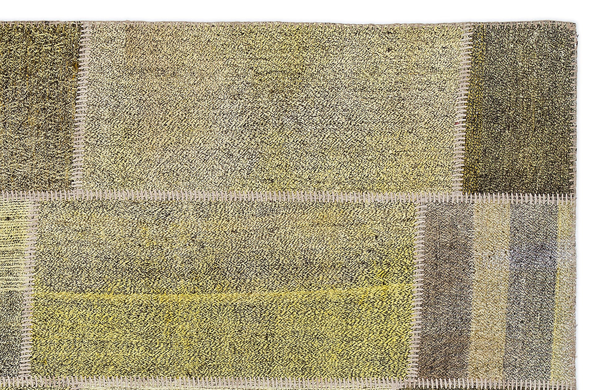 Teselya Sarı Patchwork Yün El Dokuma Halısı 160 x 230 Apex Unique