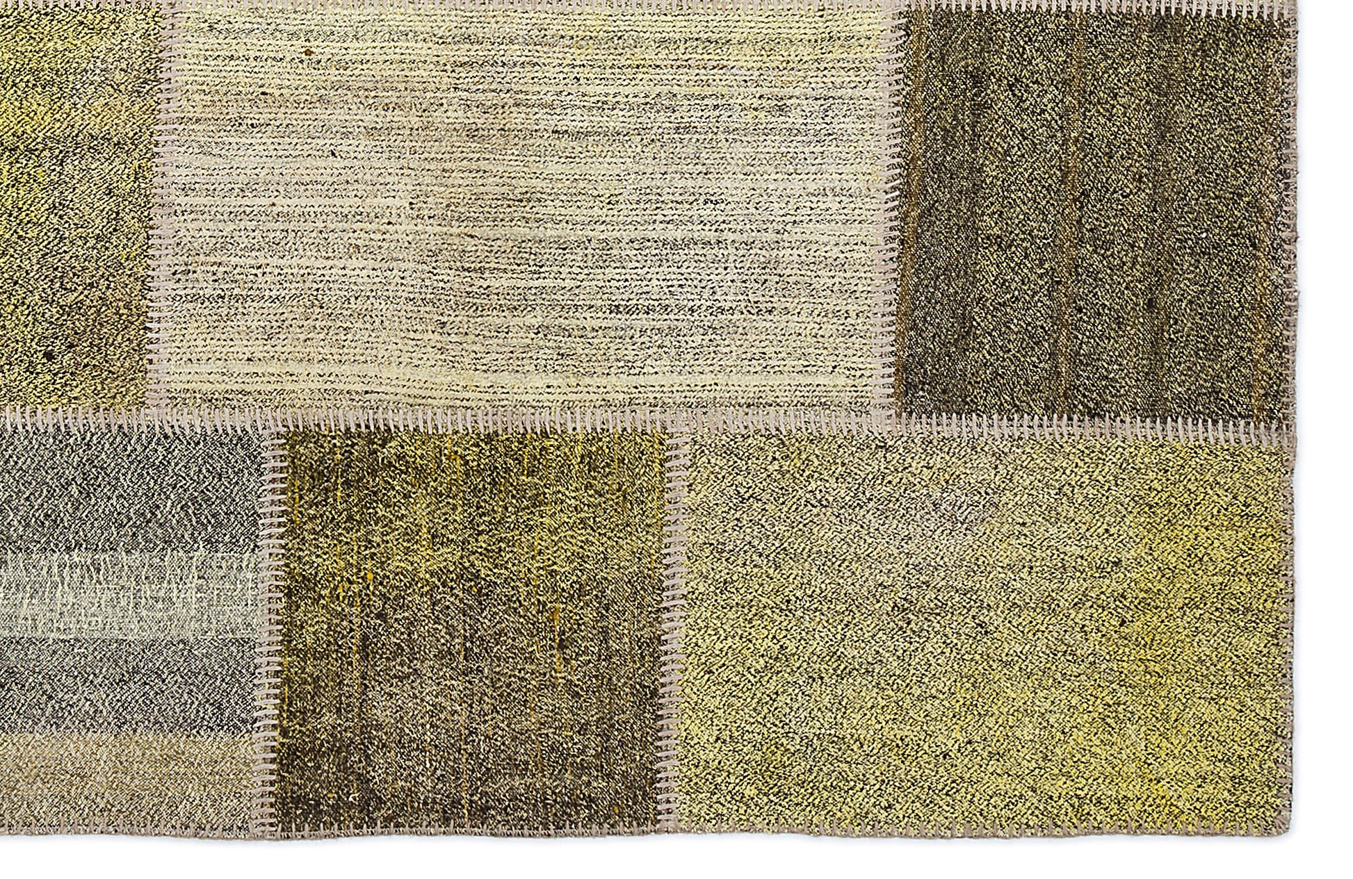 Teselya Sarı Patchwork Yün El Dokuma Halısı 160 x 230 Apex Unique
