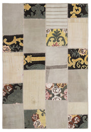 Teselya Bej Çiçekli Yün El Dokuma Halısı 160 x 230 Apex Unique