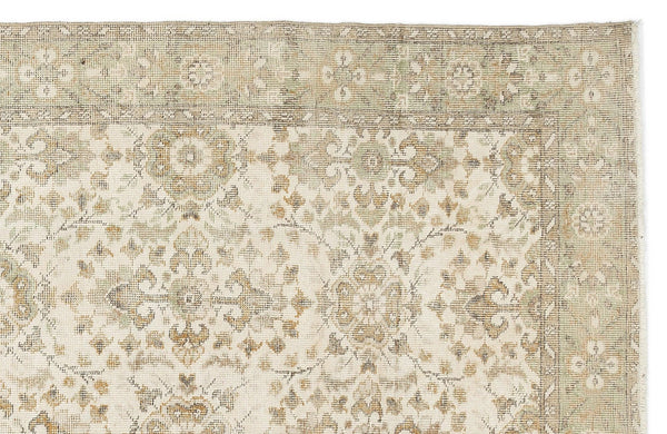 Bej Anadolu Eskitme Geometrik Yün Halı 186x305 - Özel Seri