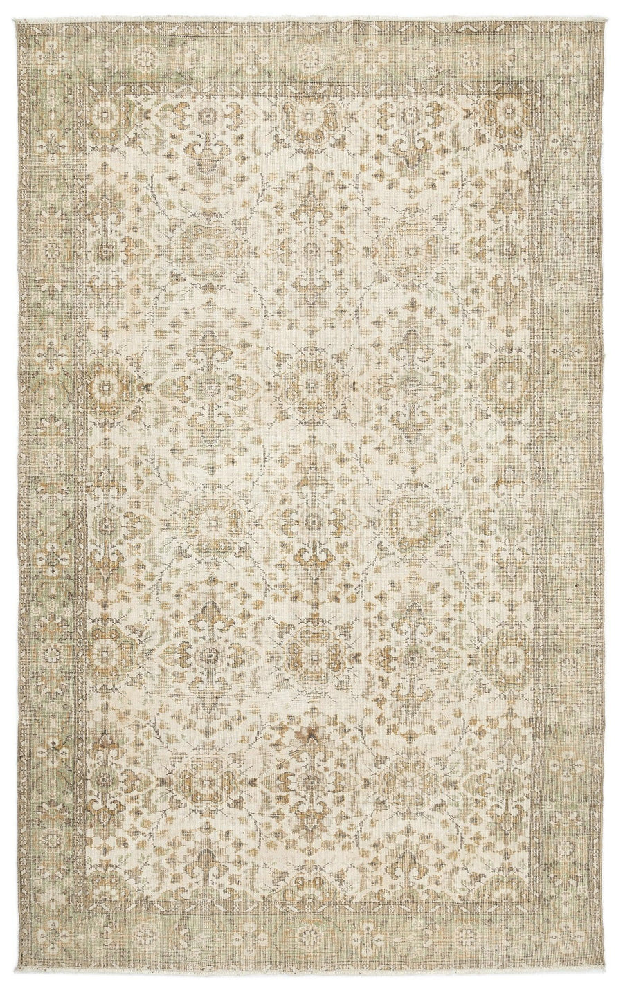 Bej Anadolu Eskitme Geometrik Yün Halı 186x305 - Özel Seri