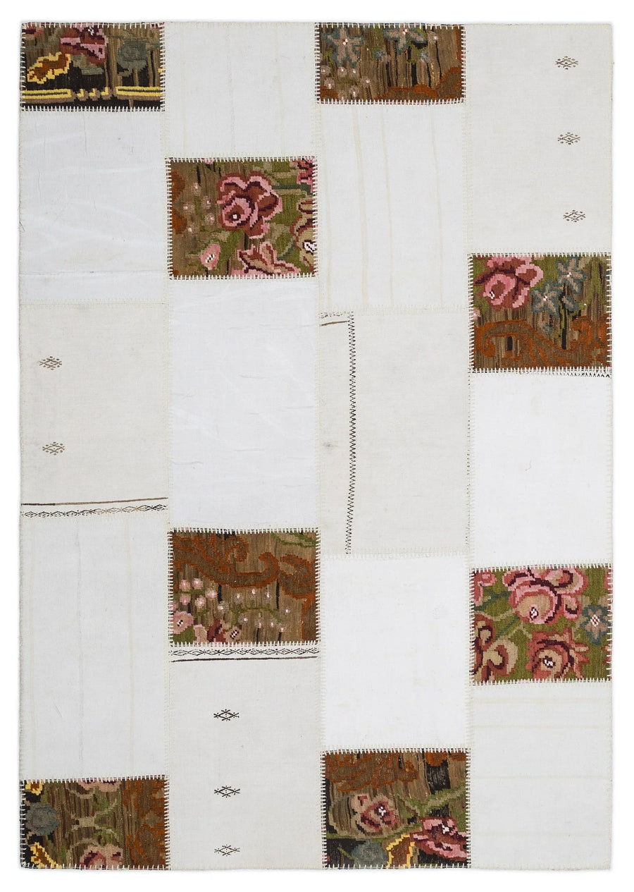 Beyaz Anadolu Bohem Modern Yün Halı 160x230 - Özel Seri