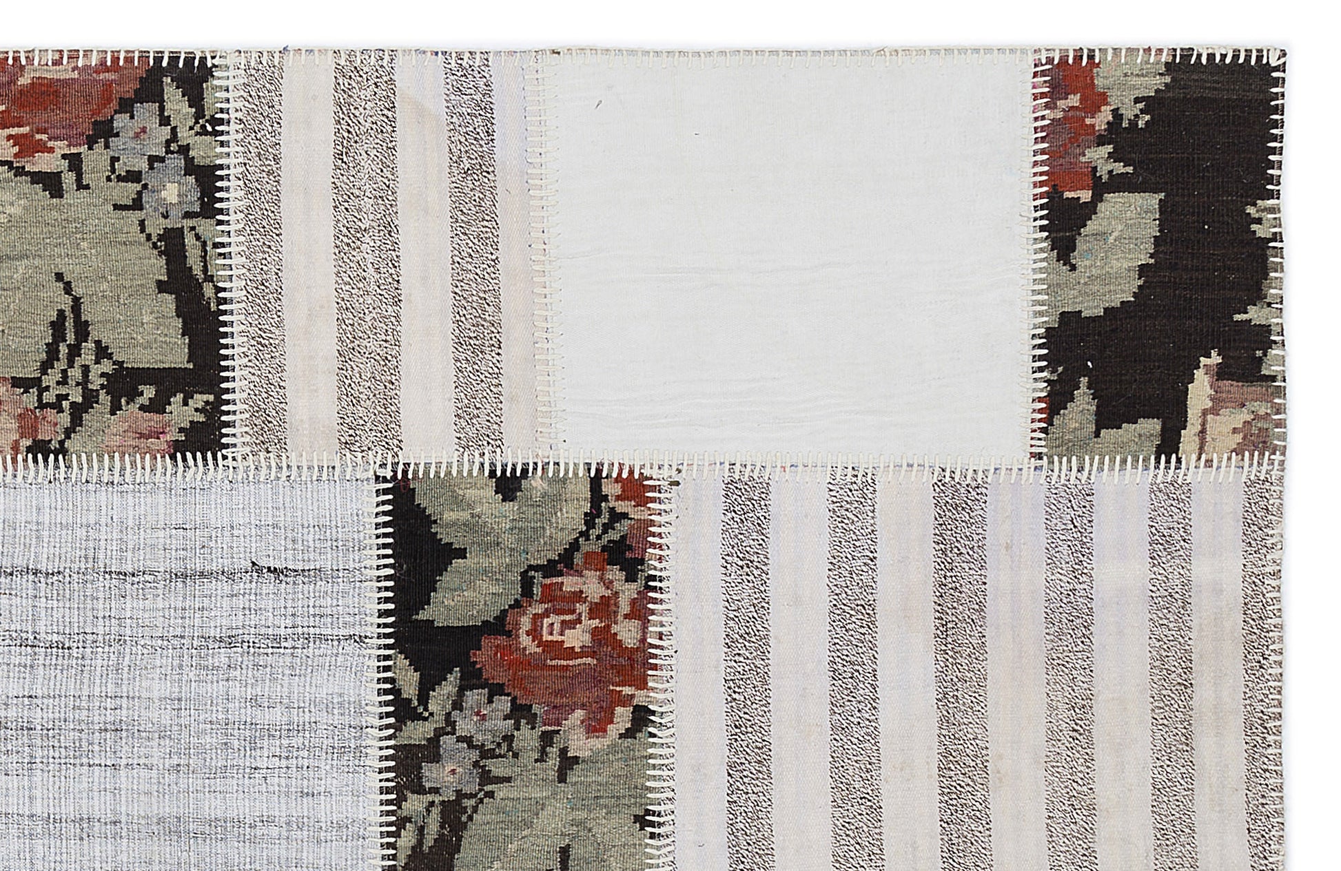 Teselya Beyaz Çiçekli Yün El Dokuma Halısı 160 x 230 Apex Unique