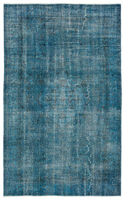 Beyaz Lacivert Eskitme Geometrik Yün Halı 163x268
