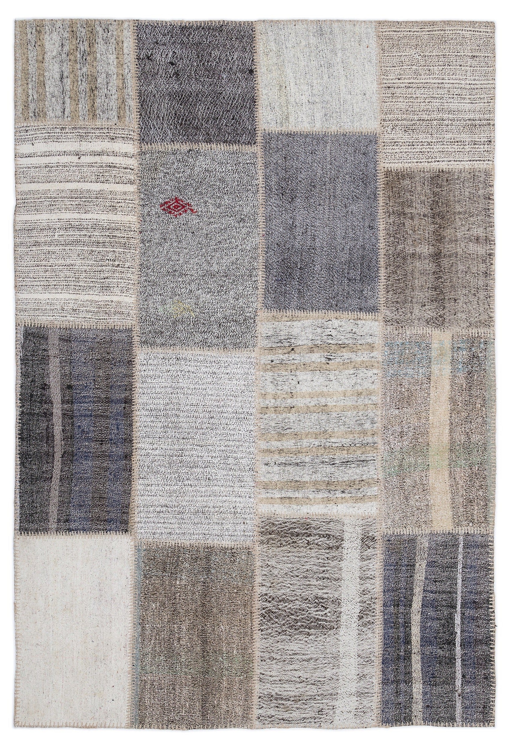 Teselya Bej Çizgili Yün El Dokuma Halısı 160 x 230 Apex Unique