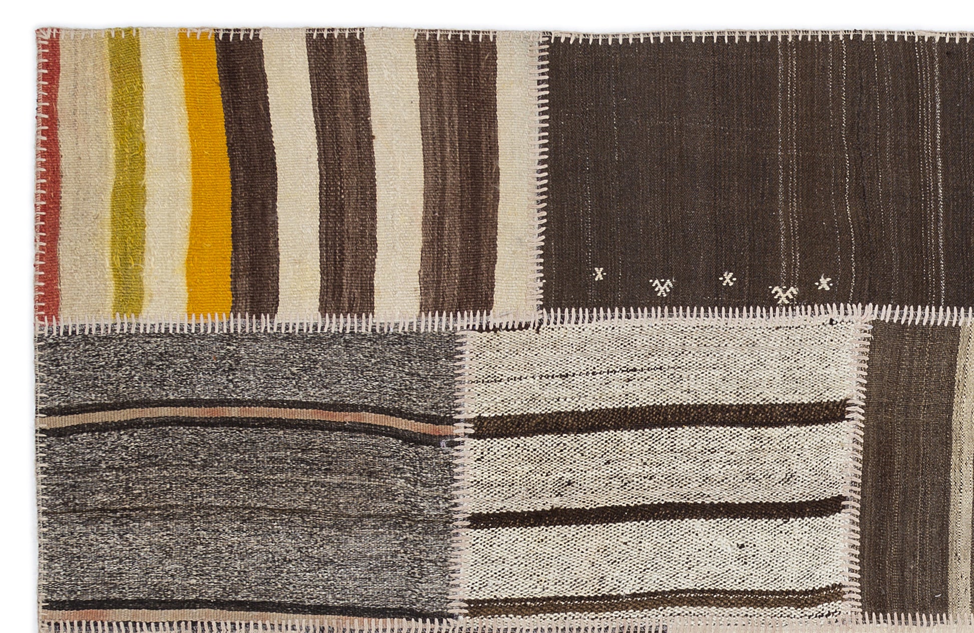 Teselya Kahverengi Çizgili Yün El Dokuma Halısı 160 x 230 Apex Unique