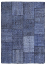 Teselya Mavi Patchwork Yün El Dokuma Halısı 160 x 230 Apex Unique