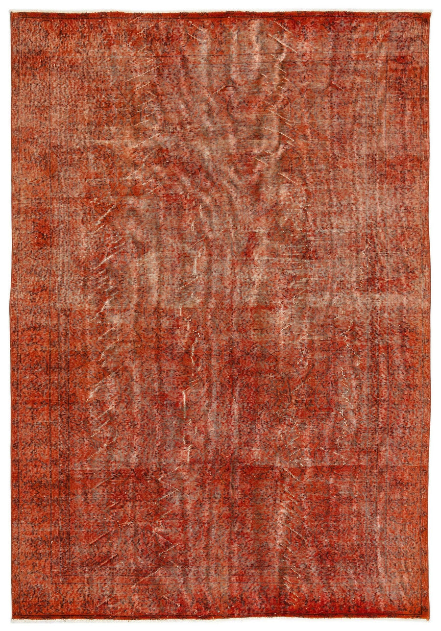Turuncu Bohem Eskitme Yün Halı 197x285