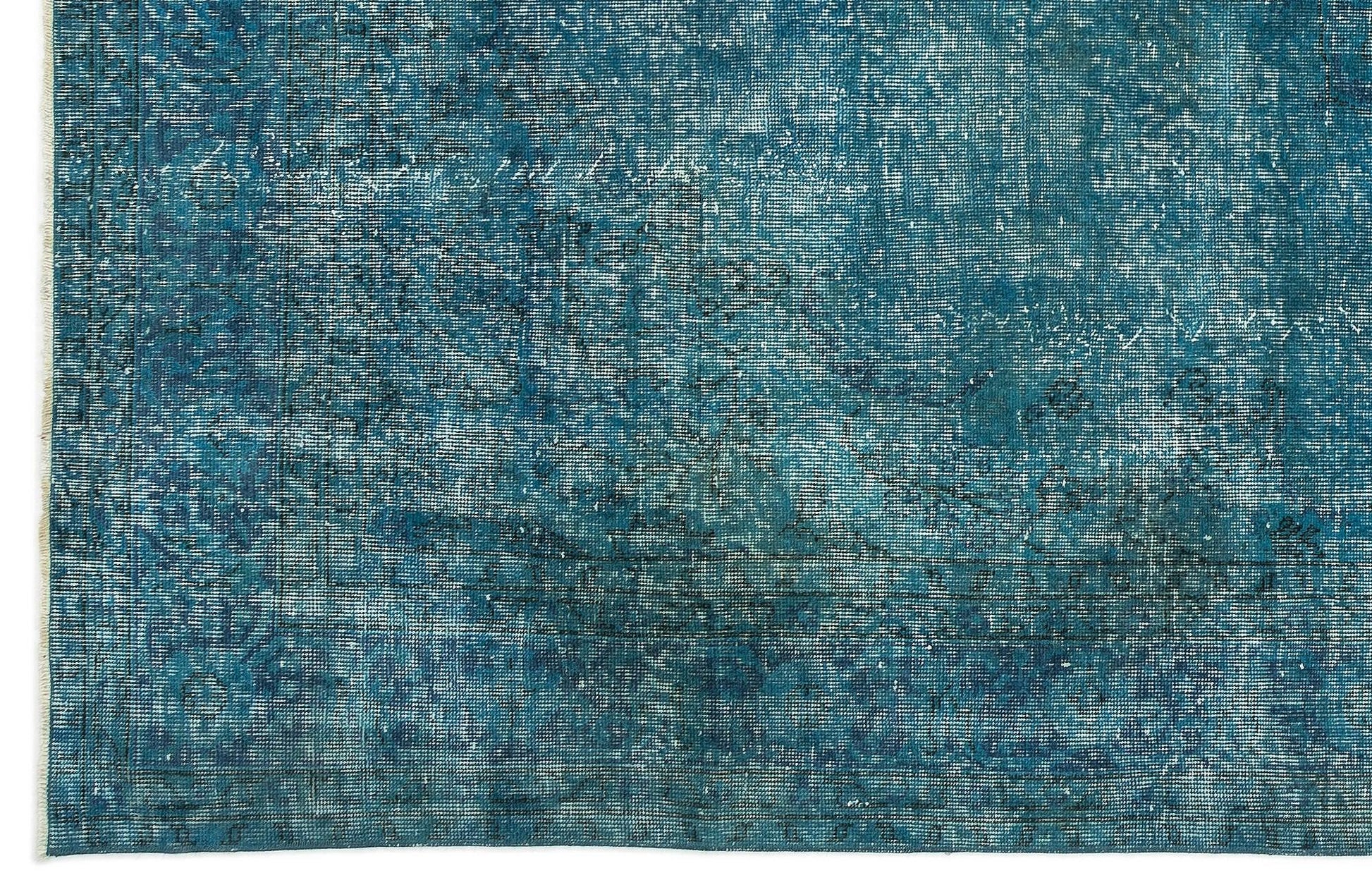 Beyaz Mavi Bohem Eskitme Yün Halı 207x312