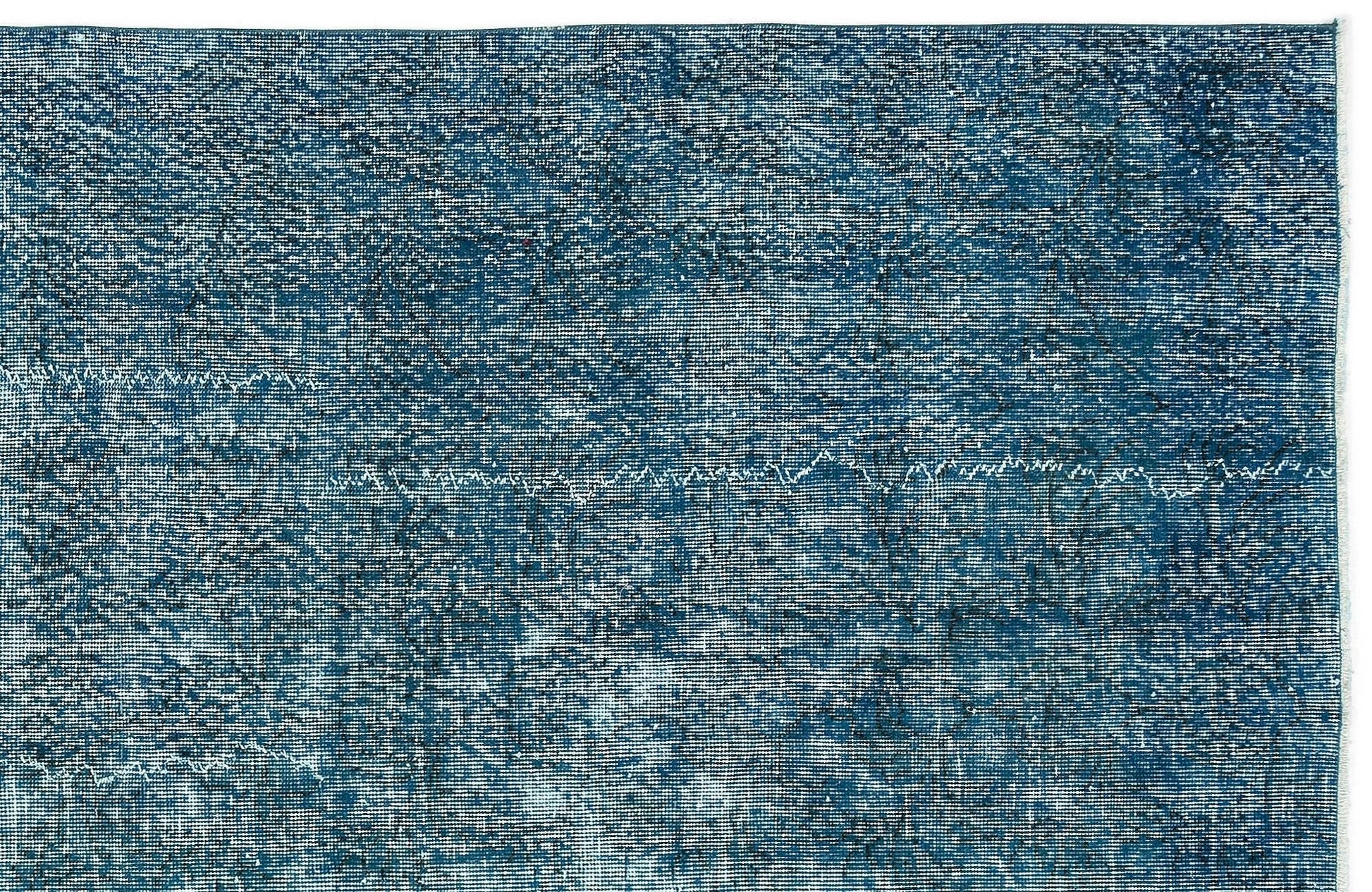 Beyaz Lacivert Eskitme Modern Yün Halı 148x264