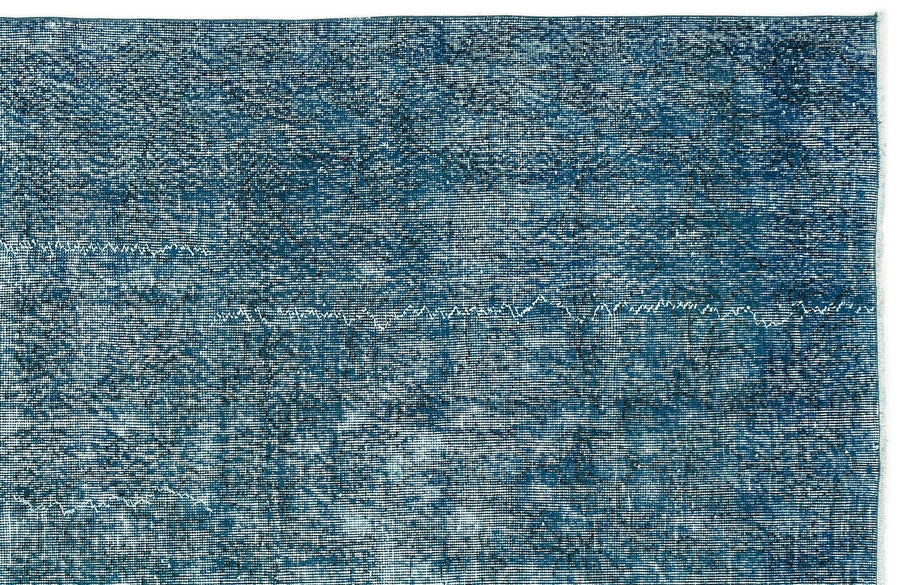 Blue and Grey Abstract Hand-Knotted Wool Rug 148x264 cm (4'10" x 8'8") – in the living room