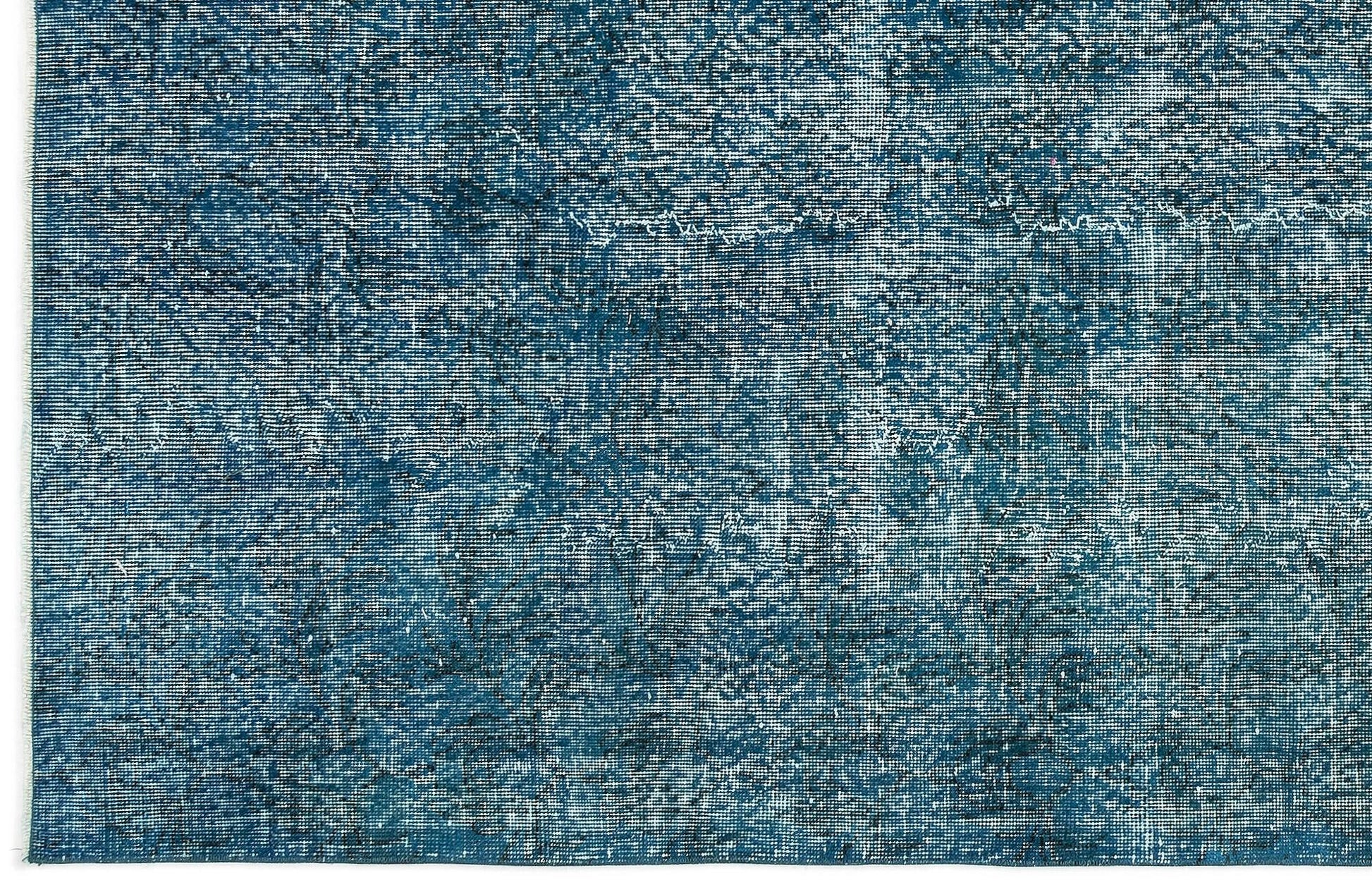 Beyaz Lacivert Eskitme Modern Yün Halı 148x264