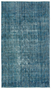 Beyaz Lacivert Eskitme Modern Yün Halı 148x264
