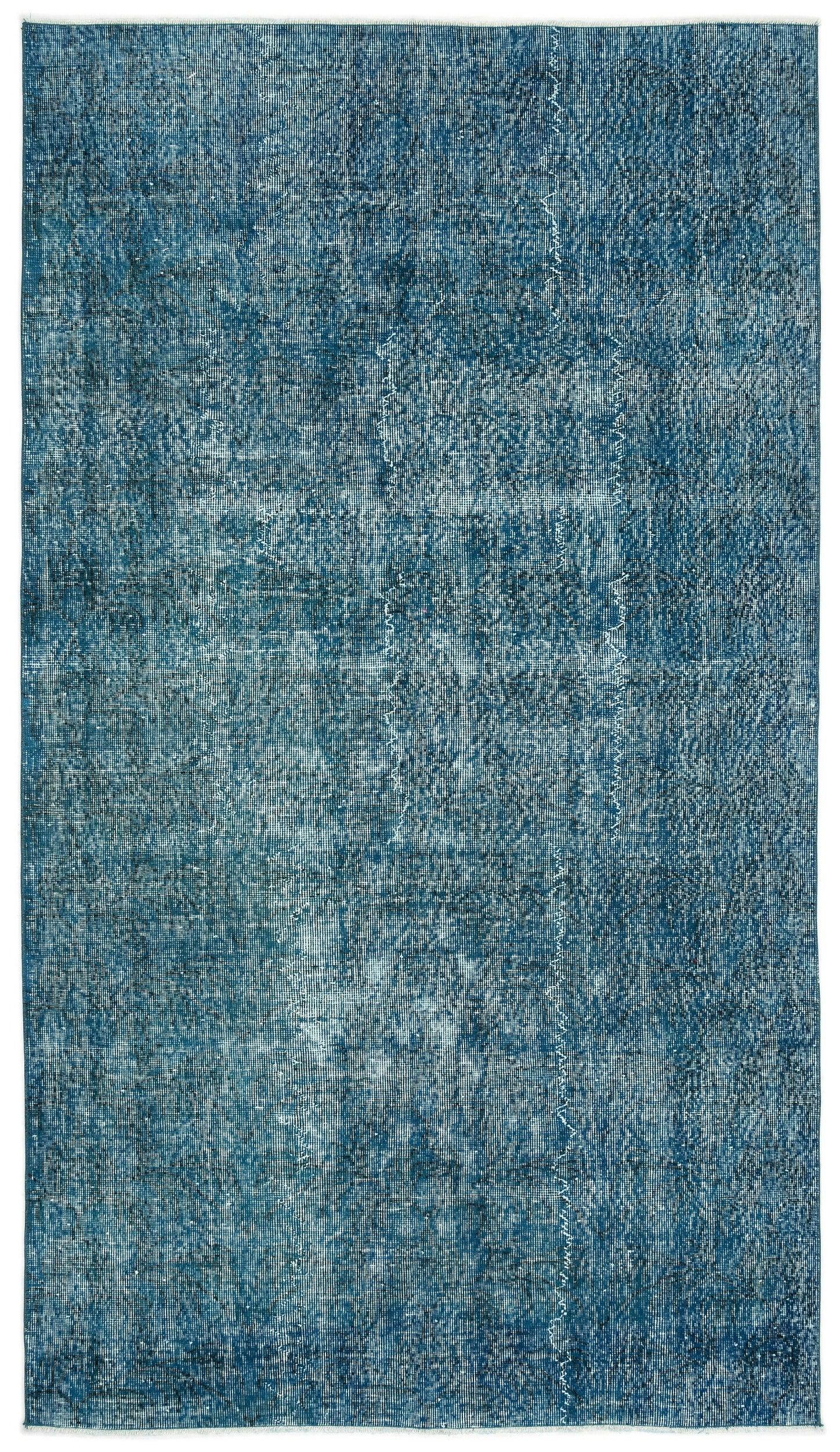 Beyaz Lacivert Eskitme Modern Yün Halı 148x264