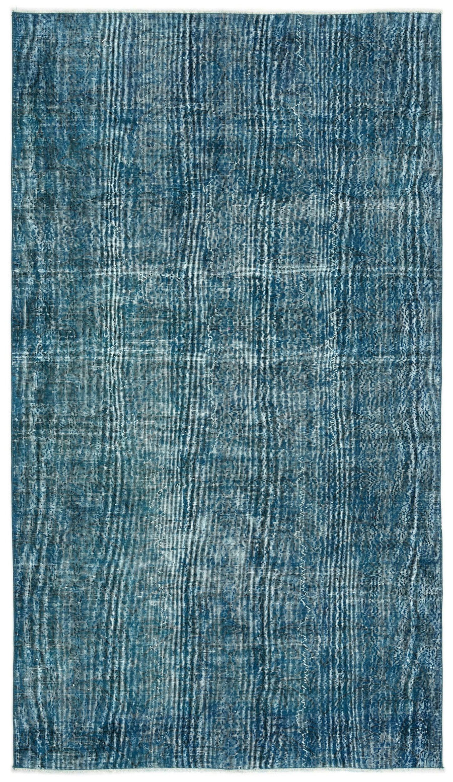 Beyaz Lacivert Eskitme Modern Yün Halı 148x264