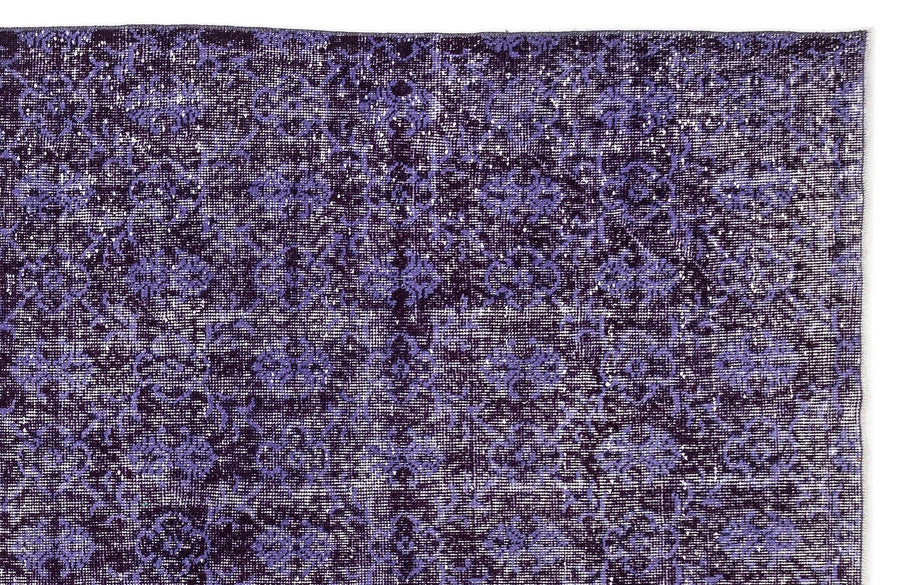 Purple & Grey Geometric Hand-Knotted Wool Rug 208x324 cm (6'10" x 10'8") – in the hallway