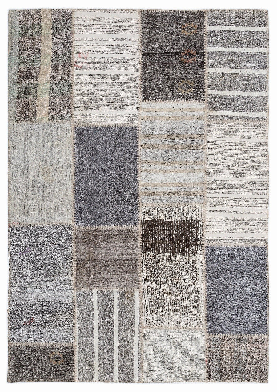 Bej Geometrik Modern Yün Halı 160x230