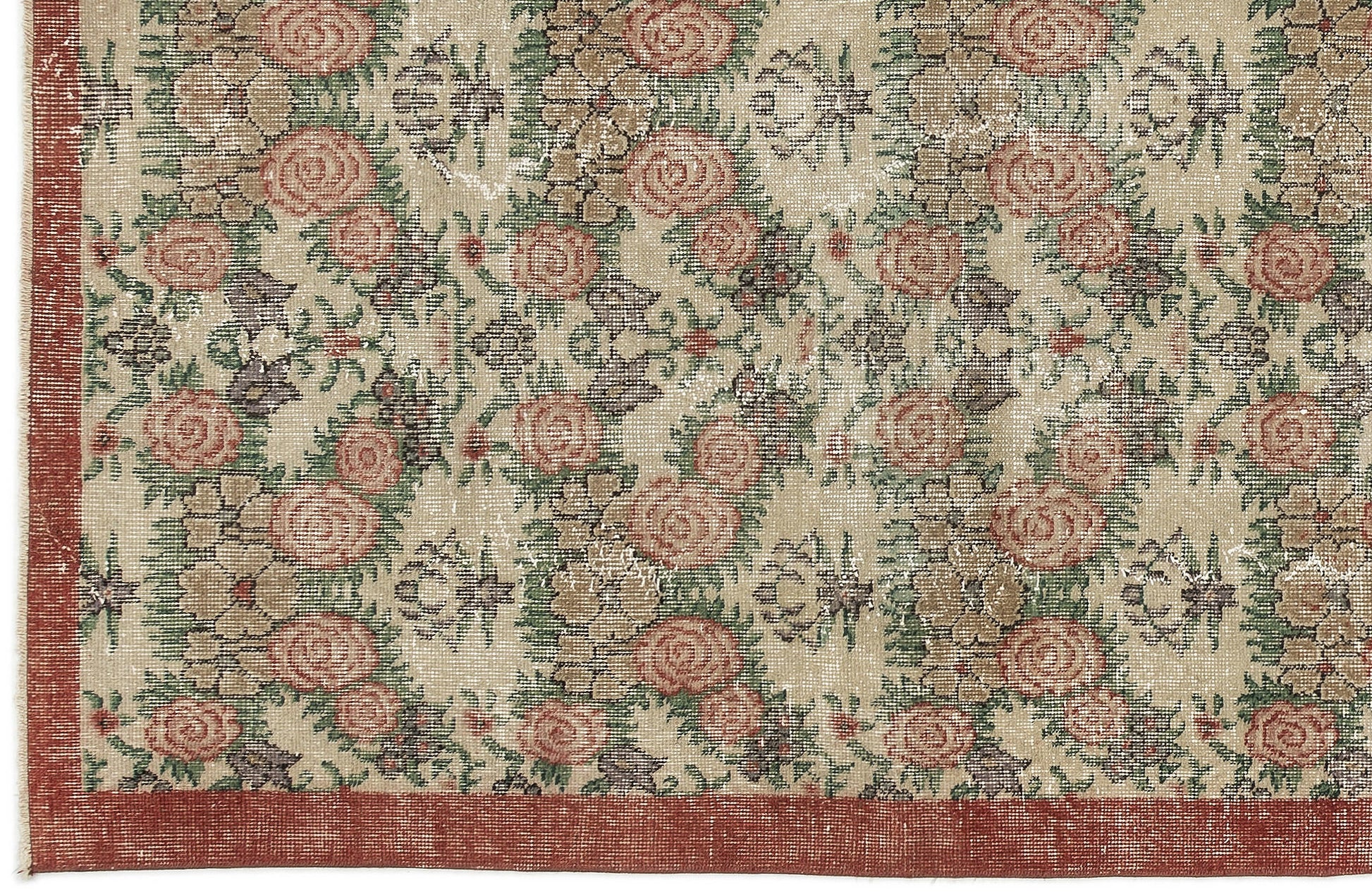 Atina Kırmızı Çiçekli Yün El Dokuma Halısı 114 x 201 Apex Unique