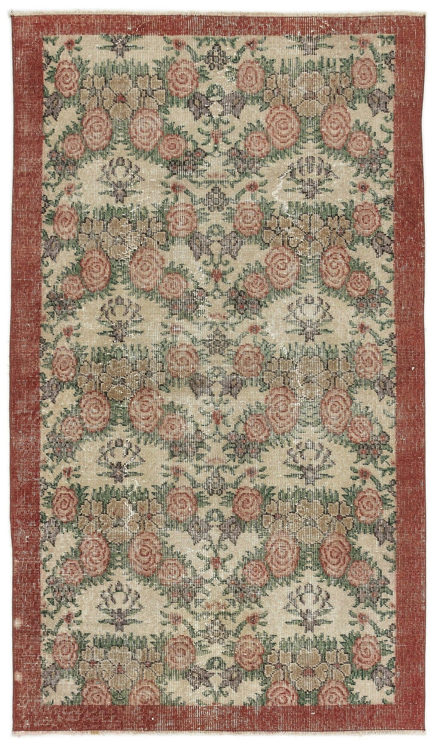 Kırmızı Isparta Klasik Çiçekli Yün Halı 114x201 - Özel Seri