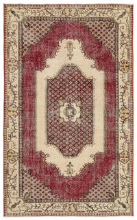 Burgundy & Cream Medallion Turkish Rug 173x284 cm (5'8" x 9'4")
