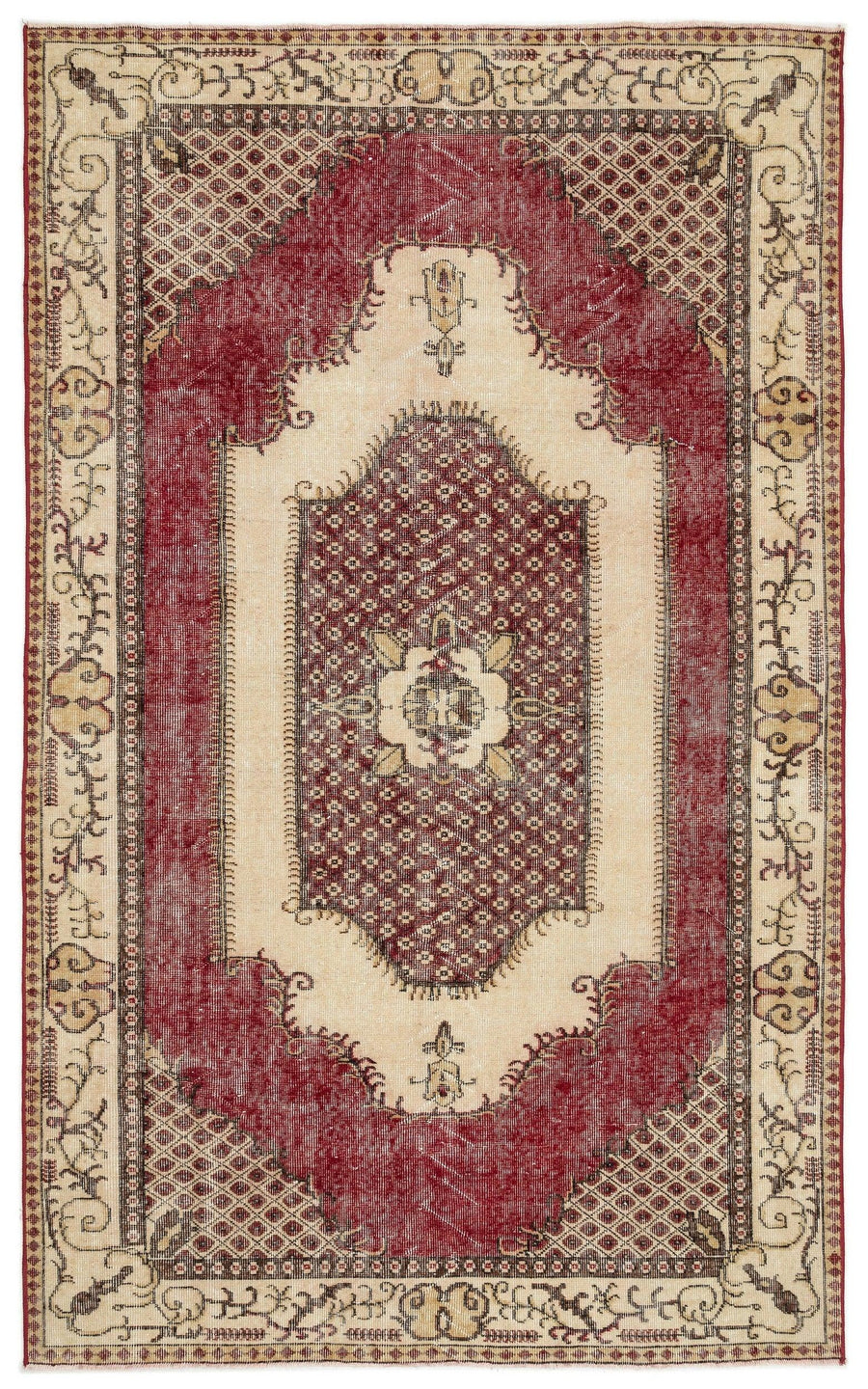 Bej Anadolu Eskitme Geometrik Yün Halı 173x284 - Özel Seri