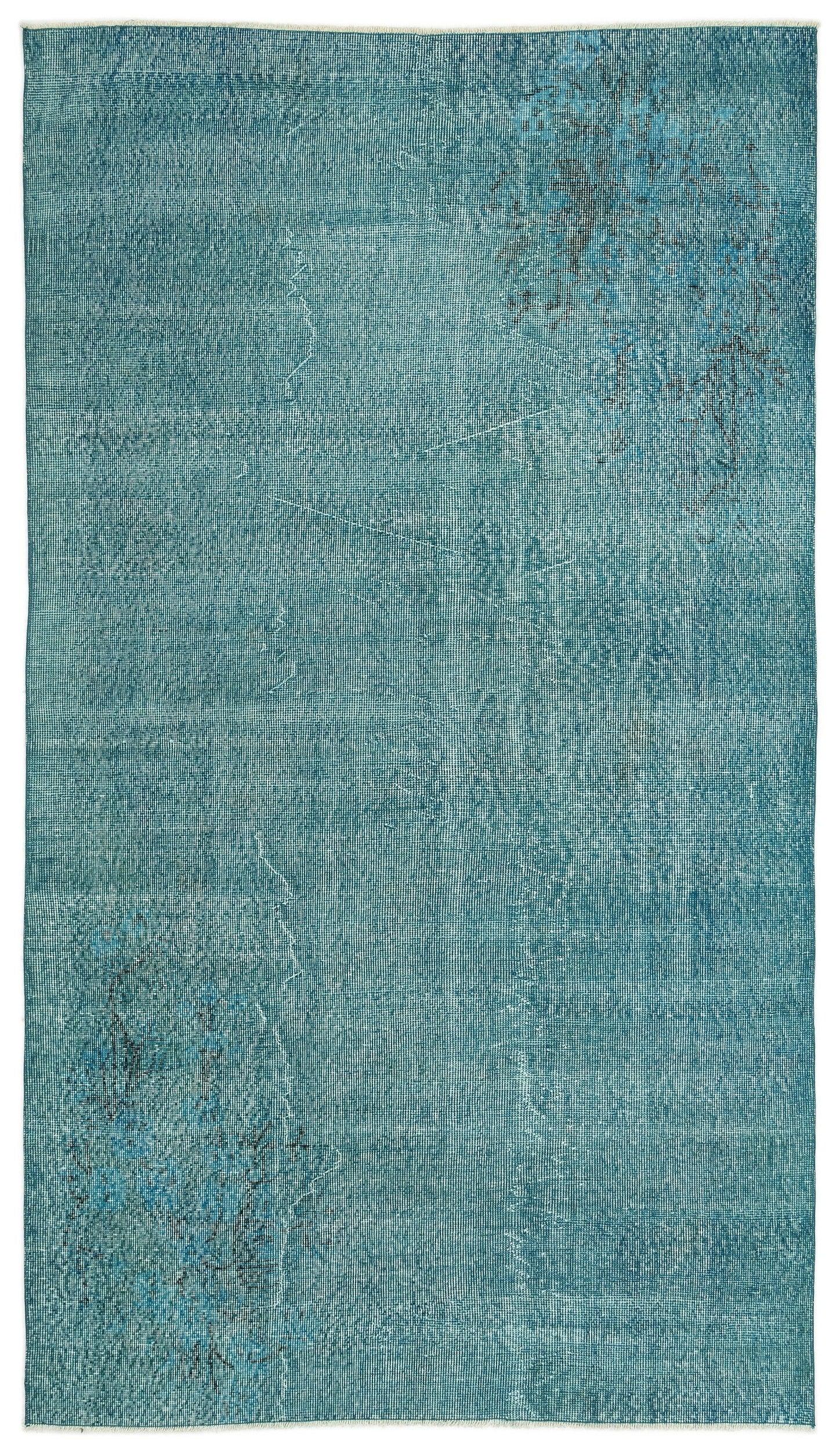 Beyaz Mavi Eskitme Modern Yün Halı 149x265