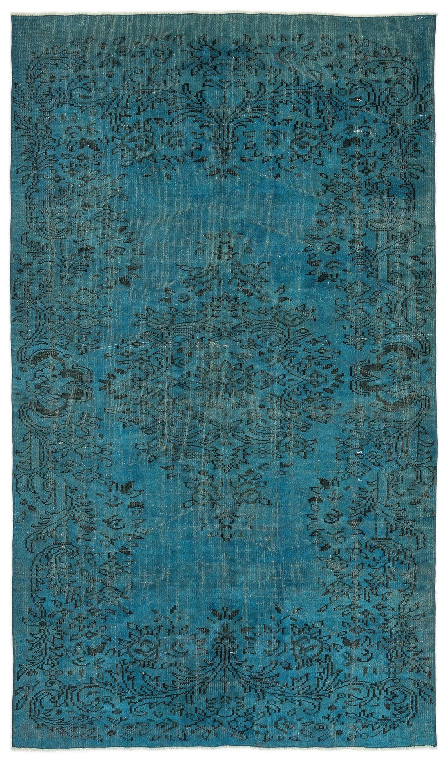 Gri Mavi Bohem Eskitme Yün Halı 165x286