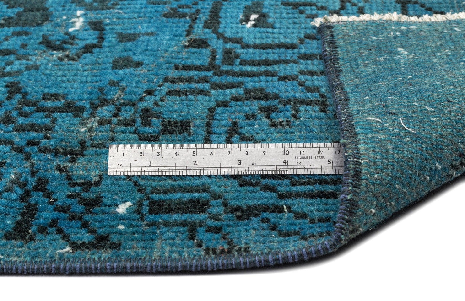 Gri Mavi Bohem Eskitme Yün Halı 165x286