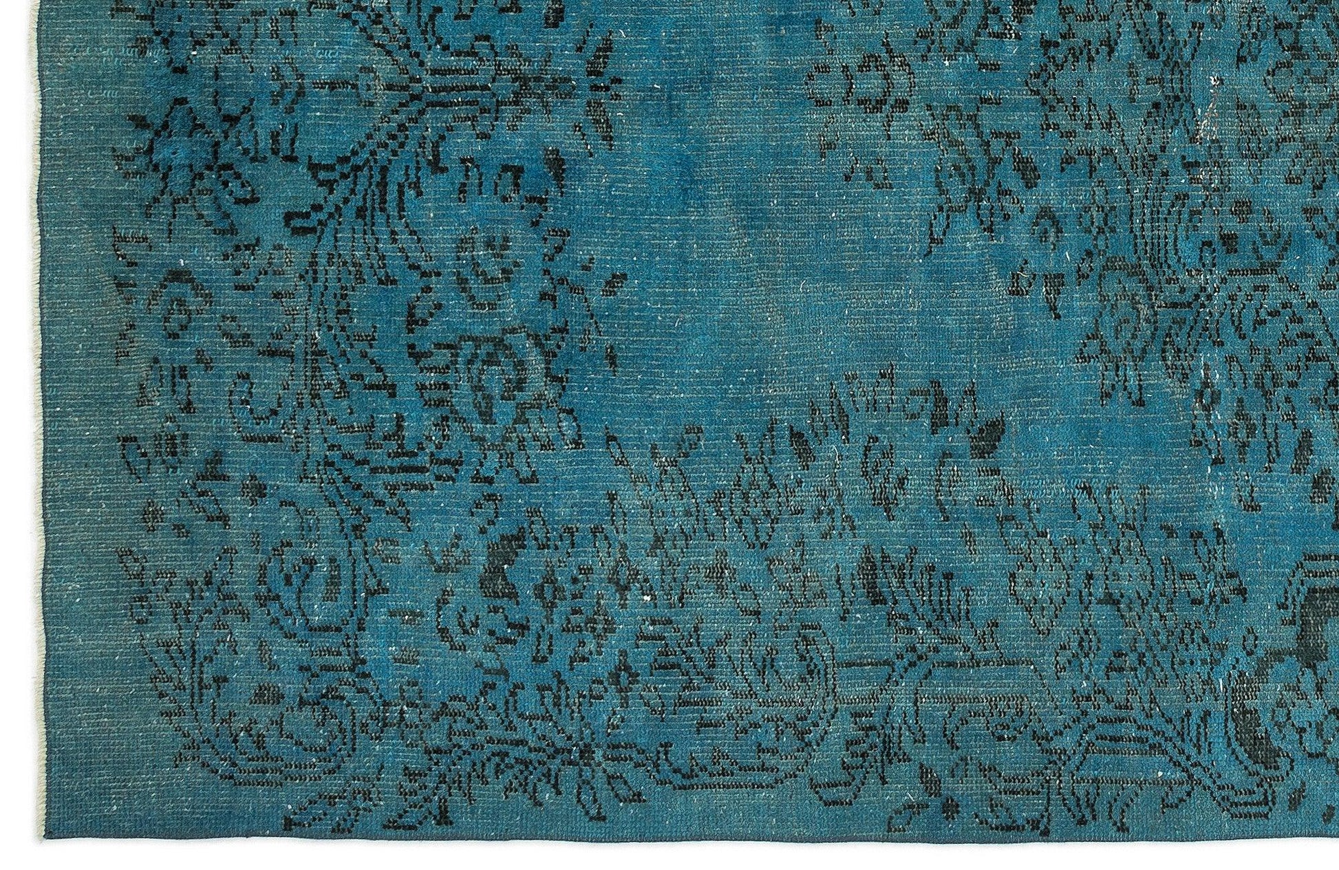 Gri Mavi Bohem Eskitme Yün Halı 165x286