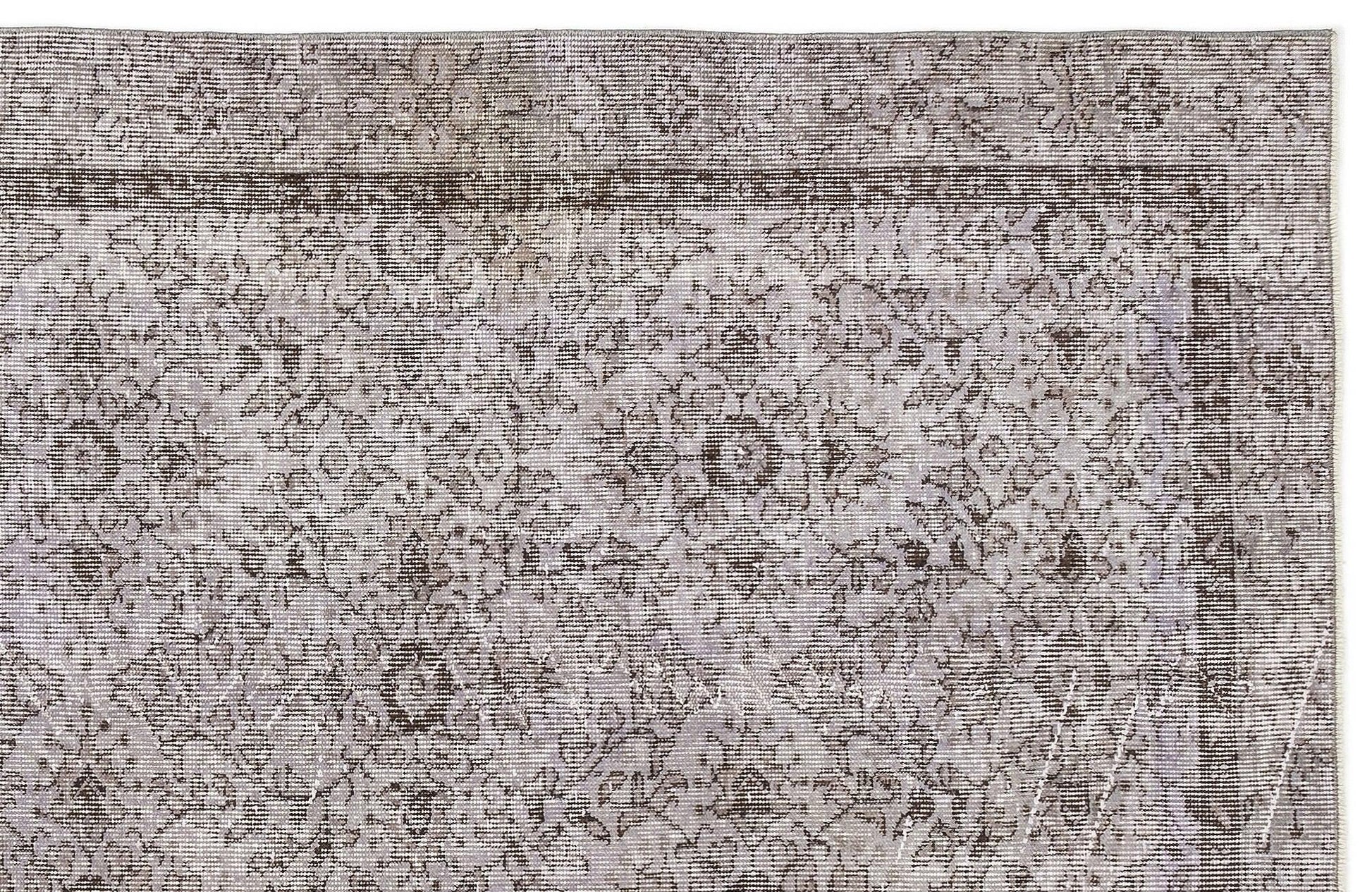 Gri Anadolu Eskitme Çiçekli Yün Halı 142x250 - Özel Seri