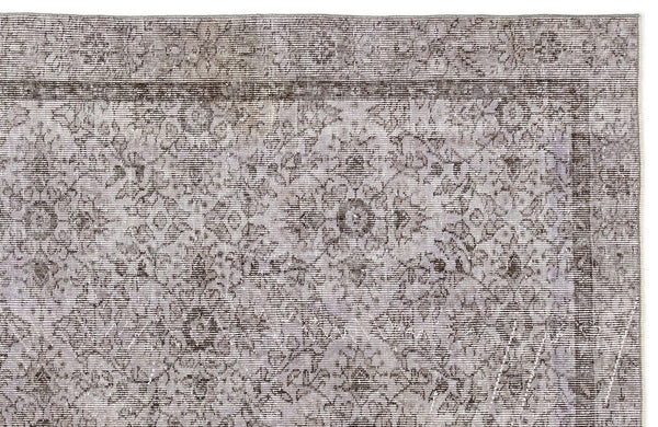 Gri Anadolu Eskitme Çiçekli Yün Halı 142x250 - Özel Seri