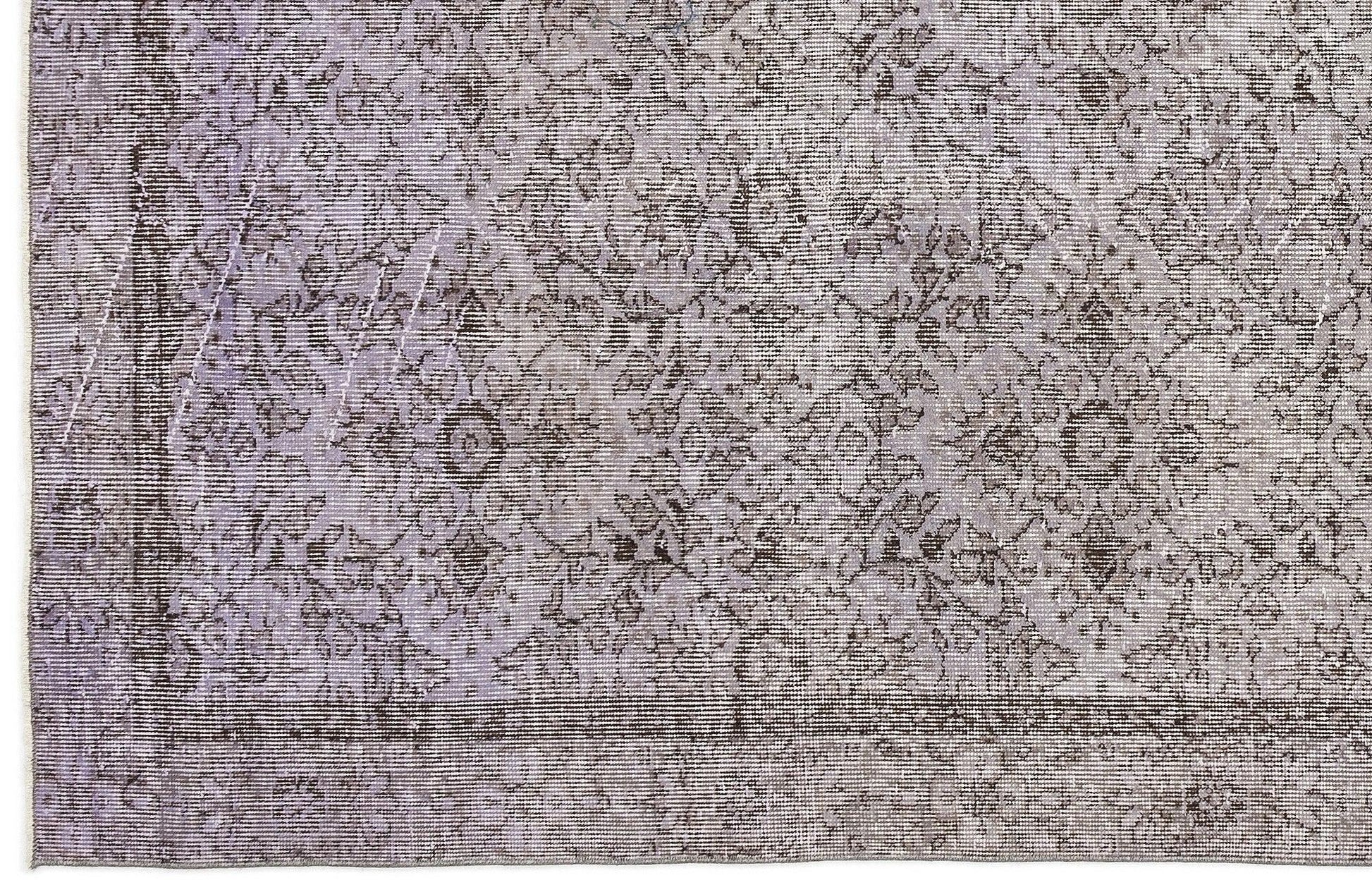 Gri Anadolu Eskitme Çiçekli Yün Halı 142x250 - Özel Seri