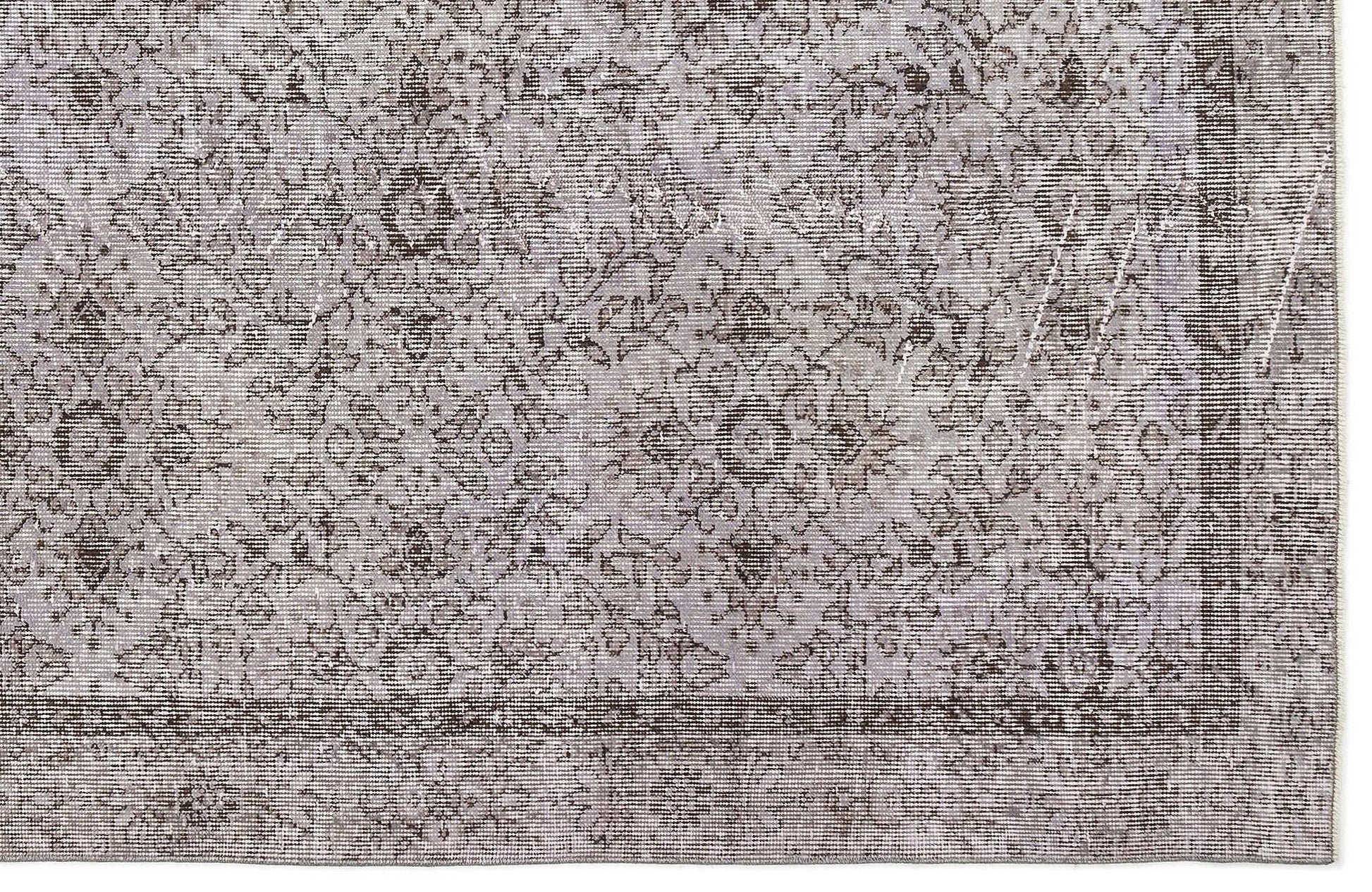 Gri Anadolu Eskitme Çiçekli Yün Halı 142x250 - Özel Seri