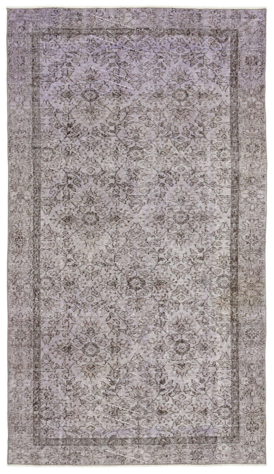 Gri Anadolu Eskitme Çiçekli Yün Halı 142x250 - Özel Seri