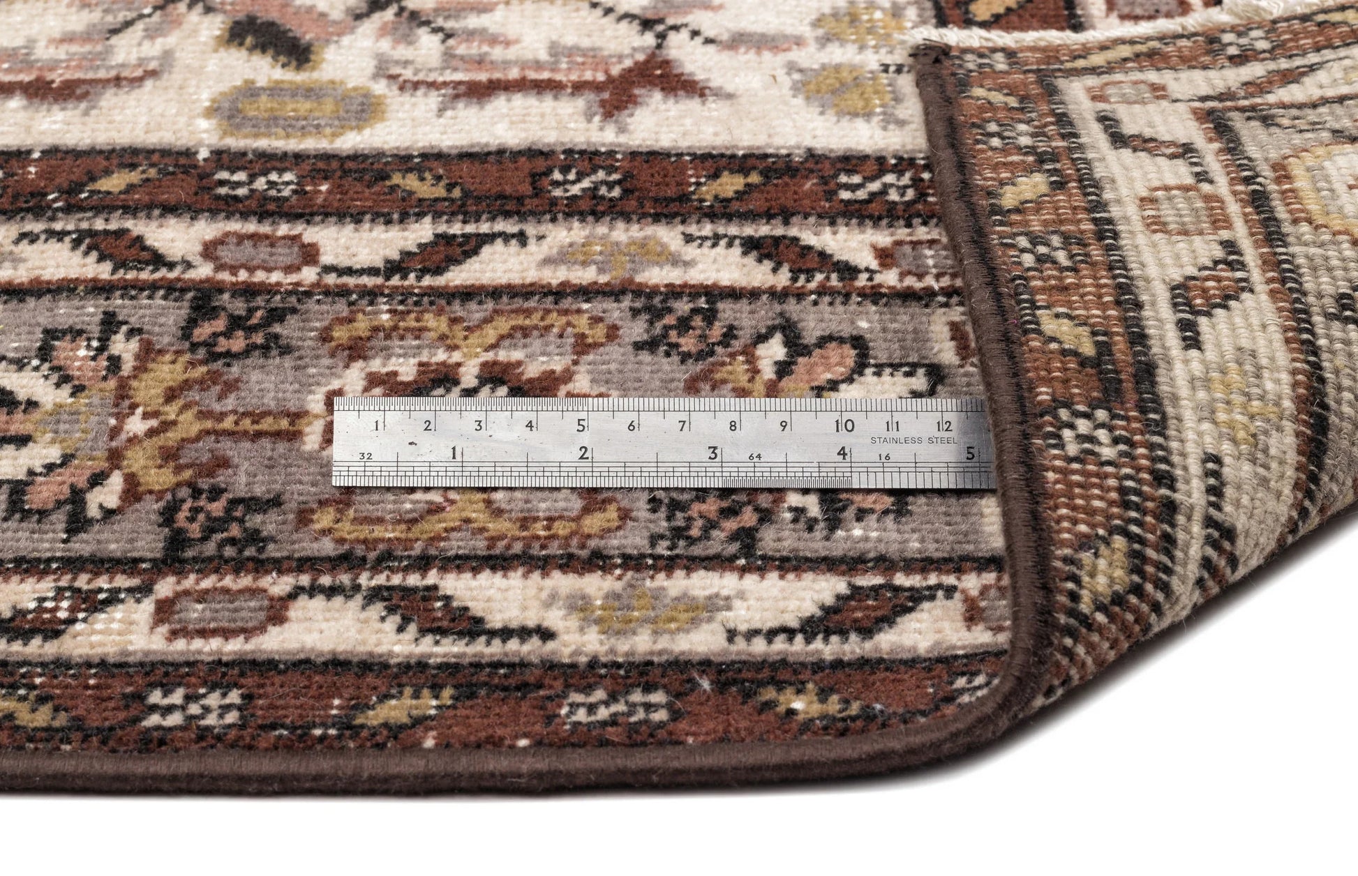 Bej Anadolu Eskitme Çiçekli Yün Halı 142x260 - Özel Seri