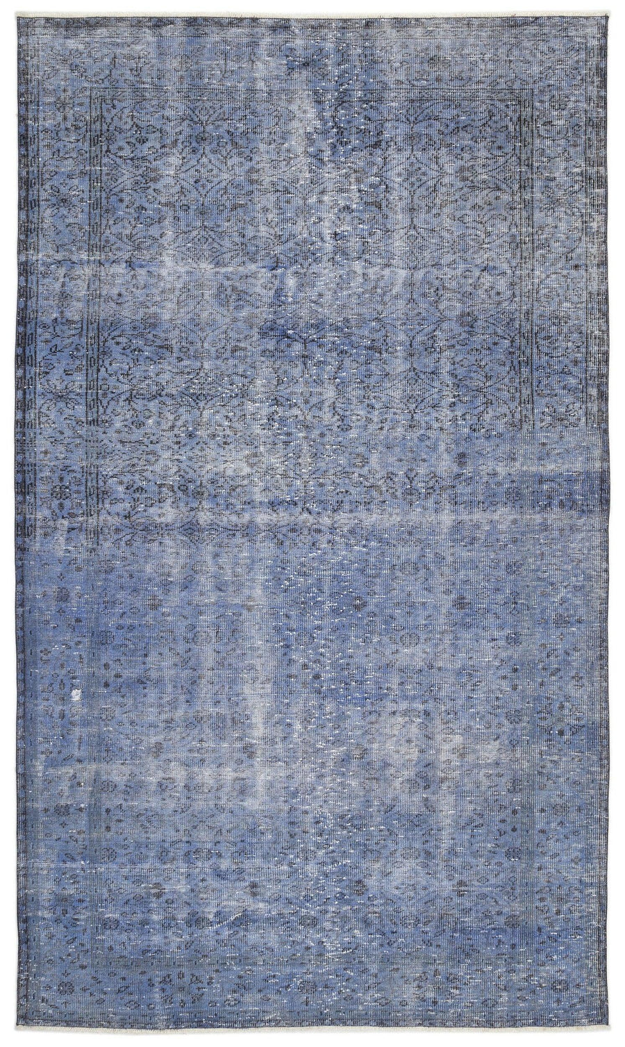 Mavi Anadolu Madalyonlu Çiçekli Yün Halı 183x316 - Özel Seri