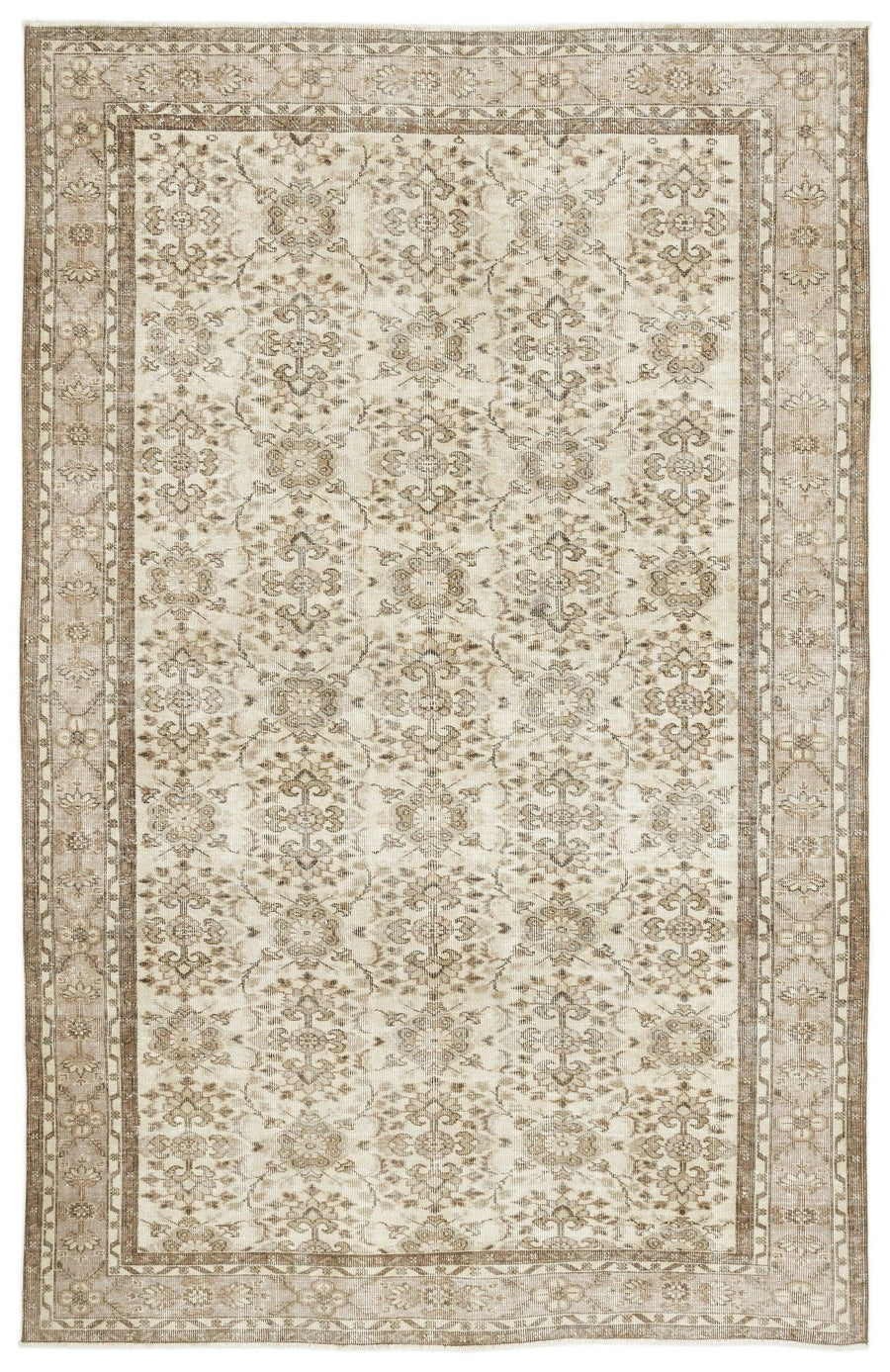 Bej Anadolu Eskitme Geometrik Yün Halı 194x310 - Özel Seri