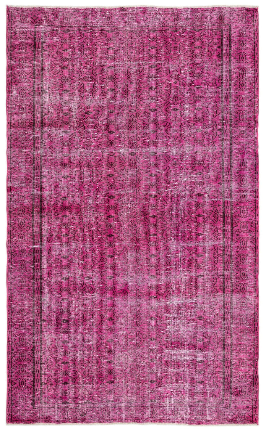 Pembe Anadolu Madalyonlu Çiçekli Yün Halı 171x286 - Özel Seri