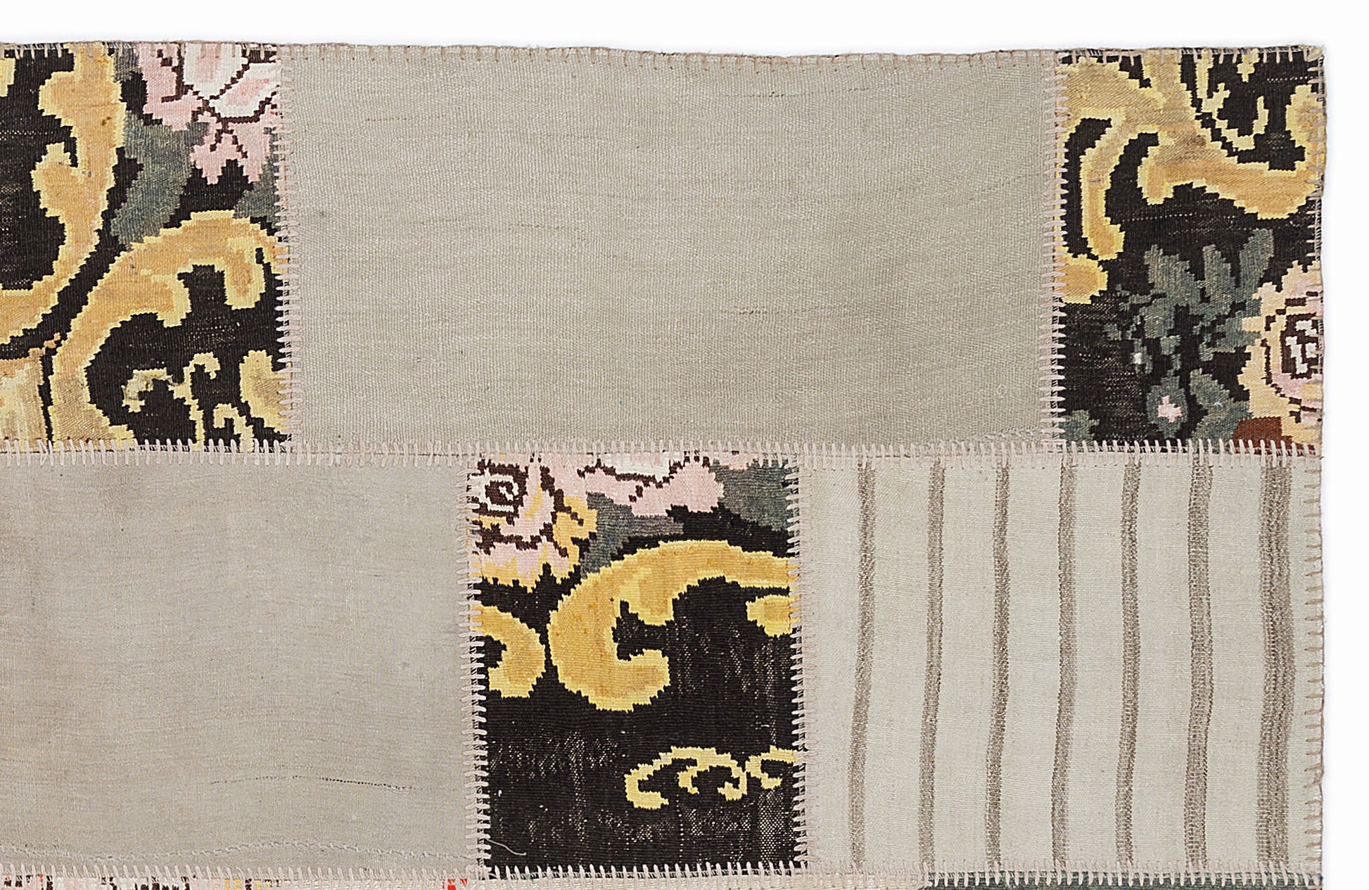 Teselya Bej Çiçekli Yün El Dokuma Halısı 160 x 230 Apex Unique