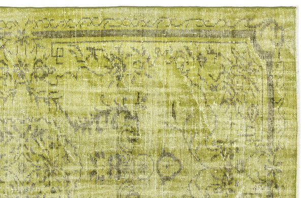 Sarı Anadolu Eskitme Geometrik Yün Halı 158x262 - Özel Seri