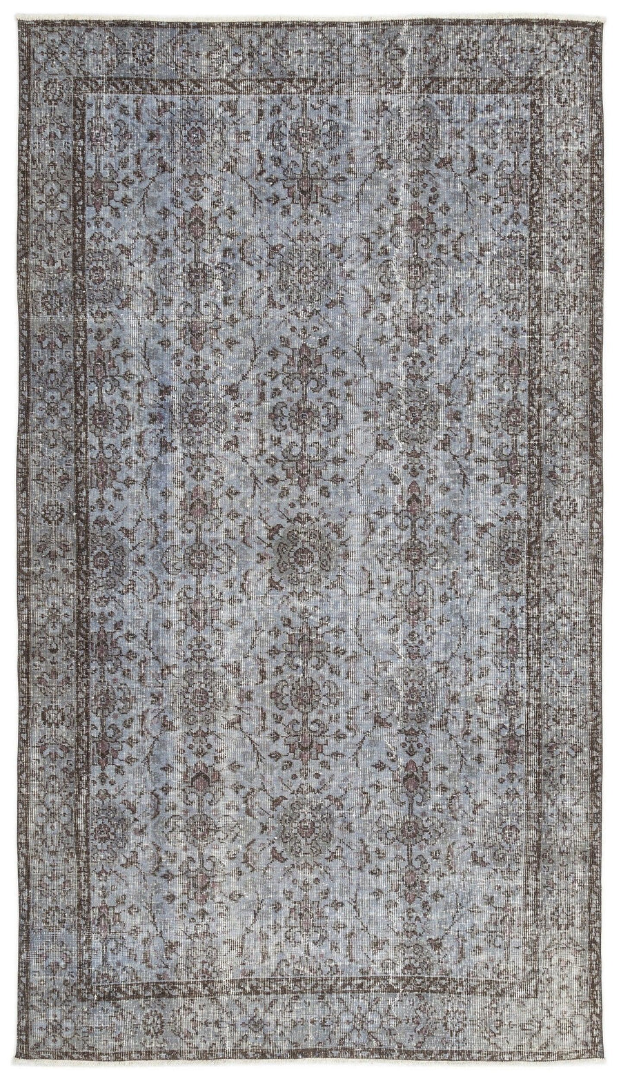 Mavi Anadolu Çiçekli Yün Halı 146x263 - Özel Seri