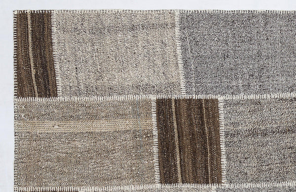Gri Anadolu Geometrik Modern Yün Halı 160x230 - Özel Seri