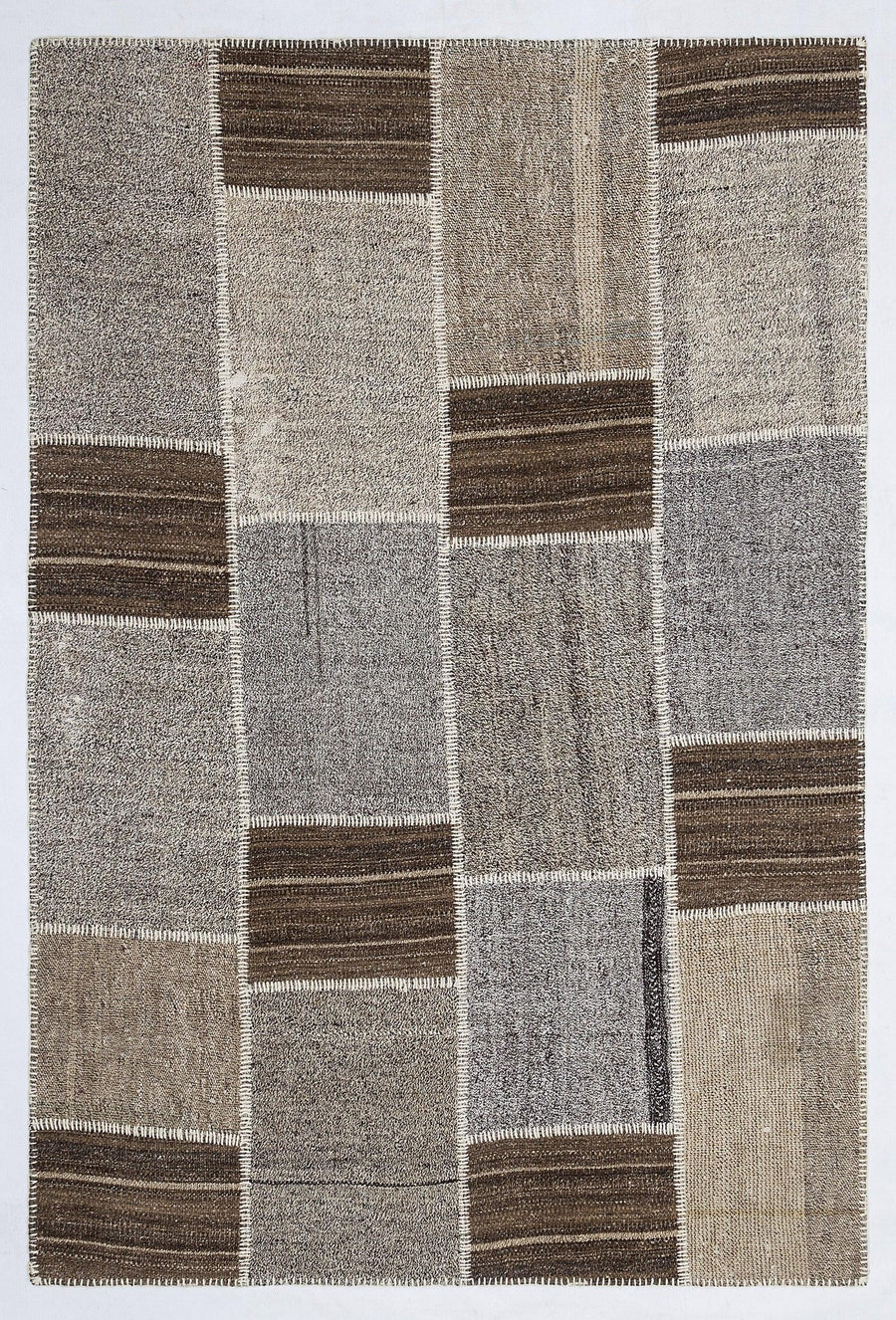 Gri Anadolu Geometrik Modern Yün Halı 160x230 - Özel Seri