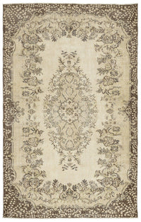 Beiger Wollteppich mit floralem Muster in Braun 179x285 cm